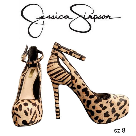Jessica Simpson Shoes - Heels High Platform Animal Pattern Leopard Zebra Genuine Cow Hair Sexy Shoes